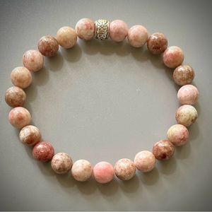 Pink Snowflake Rhodonite Handcrafted Bead Bracelet